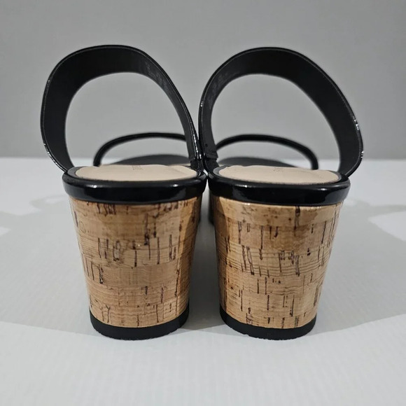 NEW Stuart Weitzman Boardwalk 65 Sandal Size 8.5 Black Patent Platform Wedge - Picture 8 of 13